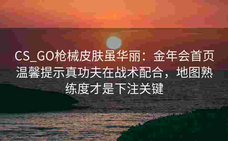 CS_GO枪械皮肤虽华丽：金年会首页温馨提示真功夫在战术配合，地图熟练度才是下注关键